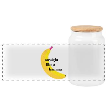 Straight Like A Banana' Humour and Wit with Fruit - Panoramic Cookie Jar with Wooden Lid - white - Front