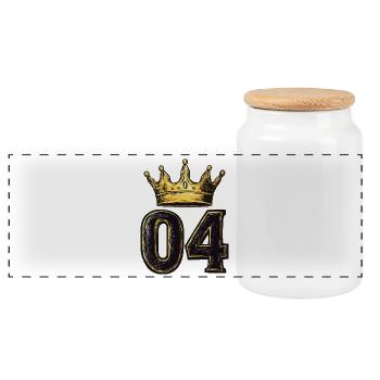 Couronne à 4 chiffres - Boîte à biscuits avec couvercle en bois - blanc - Devant