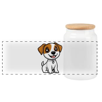 Jack Russell Terrier Hund Niedlich - Panorama Keksdose mit Holzdeckel - Weiß - Vorne