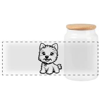 West Highland Terrier Hund Niedlich - Panorama Keksdose mit Holzdeckel - Weiß - Vorne