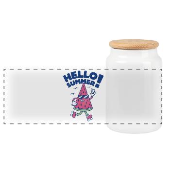 Hello Summer - Pastèque - Boîte à biscuits avec couvercle en bois - blanc - Devant