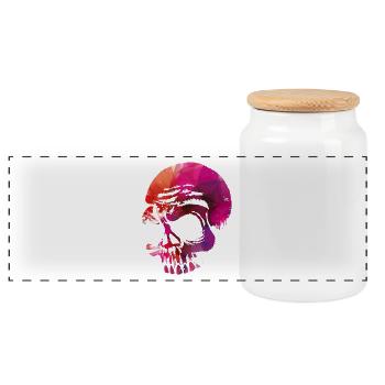Skulls go hard - Panoramic Cookie Jar with Wooden Lid - white - Front