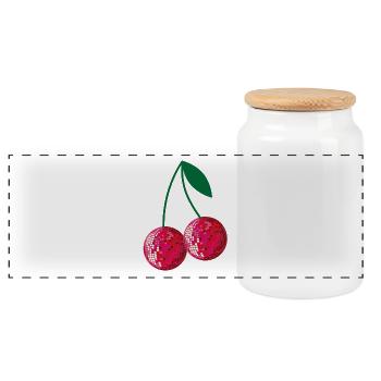 cerises disco - Boîte à biscuits avec couvercle en bois - blanc - Devant