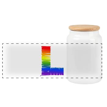 Rainbow L - Panoramic Cookie Jar with Wooden Lid - white - Front