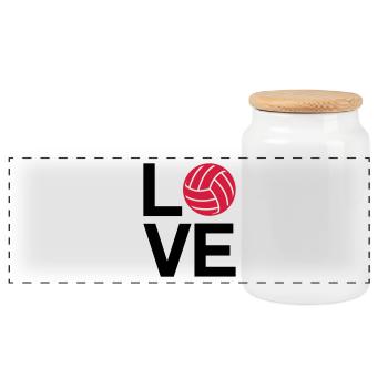 liebe, Volleyball - Panorama Keksdose mit Holzdeckel - Weiß - Vorne