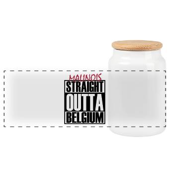 Straight Outta Belgium - Panorama Keksdose mit Holzdeckel - Weiß - Vorne