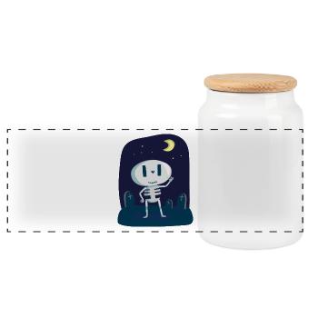 Hallowee n721 - Panoramic Cookie Jar with Wooden Lid - white - Front