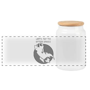 LET'S FLY TO OTTERSPACE -TRANSPARENTE RAKETE - Panoramic Cookie Jar with Wooden Lid - white - Front