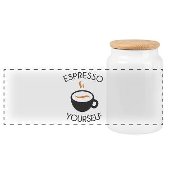 Espresso yourself - Panorama Keksdose mit Holzdeckel - Weiß - Vorne