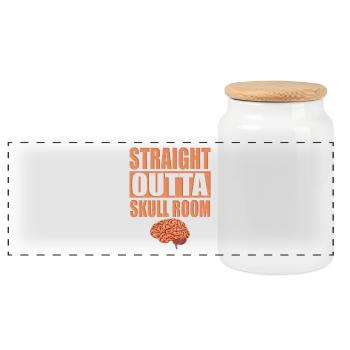 Straight outta Skullroom T-Shirt - Panoramic Cookie Jar with Wooden Lid - white - Front