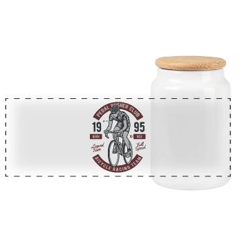 BICYCLE PUSHER CLUB - Vintage Rennrad Shirt Motiv - Panorama Keksdose mit Holzdeckel - Weiß - Vorne