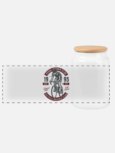 BICYCLE PUSHER CLUB - Vintage Rennrad Shirt Motiv - Panorama Keksdose mit Holzdeckel - Weiß