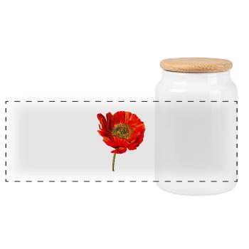 Mohn Blume - Panorama Keksdose mit Holzdeckel - Weiß - Vorne