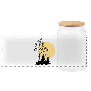 Blaireaux au clair de lune - Boîte à biscuits avec couvercle en bois - blanc - Devant