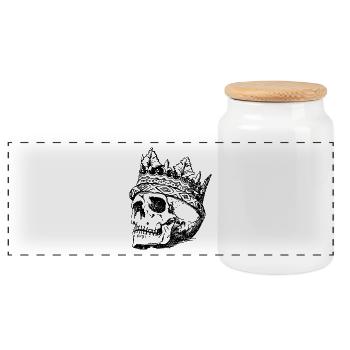 crâne Royal Crown - Boîte à biscuits avec couvercle en bois - blanc - Devant