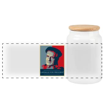"Lassalle-Obama For President" - Panoramic Cookie Jar with Wooden Lid - white - Front