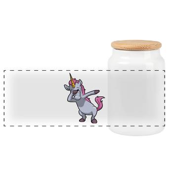 Dabbing Einhorn lustig Geschenk Kind Geburtstag - Panorama Keksdose mit Holzdeckel - Weiß - Vorne
