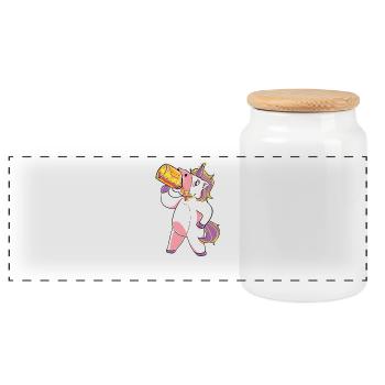 Funny funny unicorn drunk Christmas gift - Panoramic Cookie Jar with Wooden Lid - white - Front