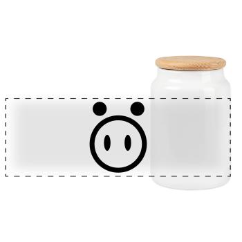 pig - Panoramic Cookie Jar with Wooden Lid - white - Front