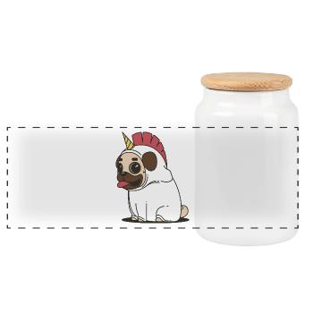 Bubule : le chien licorne - Boîte à biscuits avec couvercle en bois - blanc - Devant