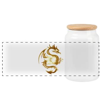 dragon - Boîte à biscuits avec couvercle en bois - blanc - Devant