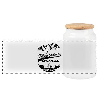 T-shirt Randonnée - La Montagne m'appelle - Boîte à biscuits avec couvercle en bois - blanc - Devant