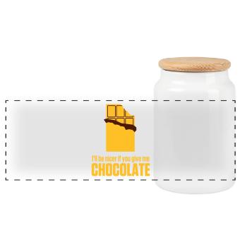 Give me chocolate. Then I am also friendly! - Panoramic Cookie Jar with Wooden Lid - white - Front