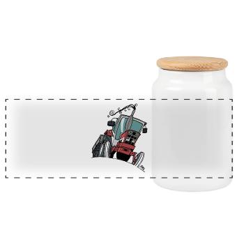 499 Red tractor 533 - Panorama Keksdose mit Holzdeckel - Weiß - Vorne