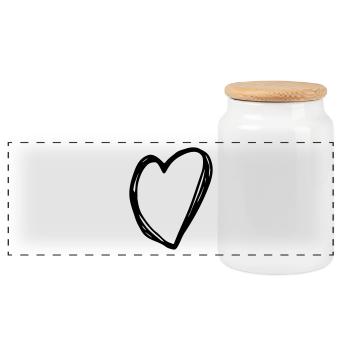 Heart - Heart - Panoramic Cookie Jar with Wooden Lid - white - Front
