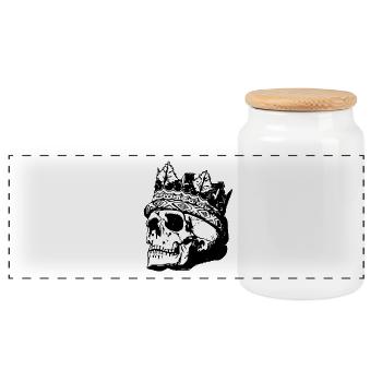 skull - Panoramic Cookie Jar with Wooden Lid - white - Front
