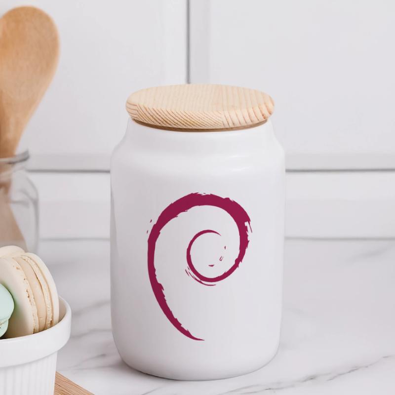 Système d’exploitation Linux Spiral PC Gift IT Idea Boîte à biscuits avec couvercle en bois