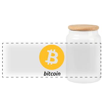 Bitcoin - Panorama Keksdose mit Holzdeckel - Weiß - Vorne
