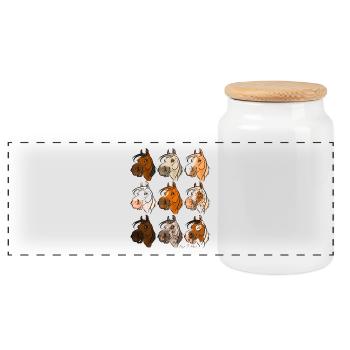 Collection chevaux "Coquins", les 9! - Boîte à biscuits avec couvercle en bois - blanc - Devant