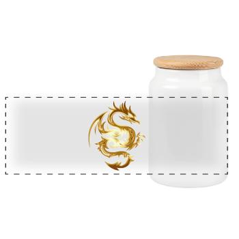 Goldener Chinesischer Drache Geschenk Idee - Panorama Keksdose mit Holzdeckel - Weiß - Vorne