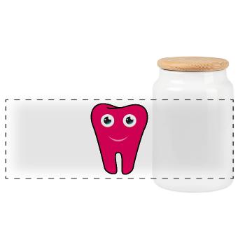 Dental office logo tooth - Panoramic Cookie Jar with Wooden Lid - white - Front