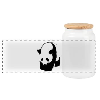 Panda - Panoramic Cookie Jar with Wooden Lid - white - Front
