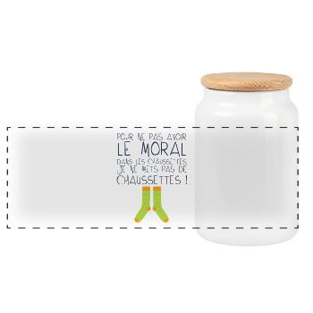 chaussette citation moral avoir humour drole expre - Boîte à biscuits avec couvercle en bois - blanc - Devant