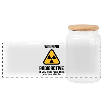 Attention: Radioactivity - Panoramic Cookie Jar with Wooden Lid - white - Front
