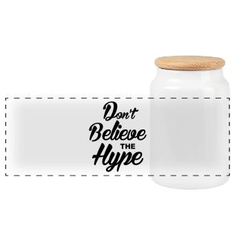 Don t Believe the hype - Panoramic Cookie Jar with Wooden Lid - white - Front