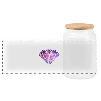 Diamond diamond - Panoramic Cookie Jar with Wooden Lid - white - Front