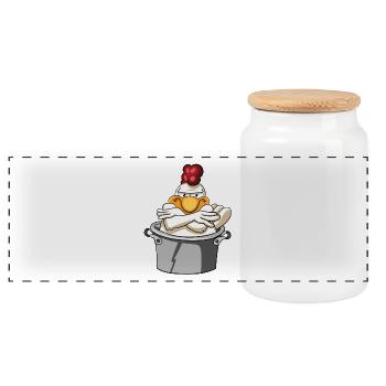 Chicken rooster poultry - Panoramic Cookie Jar with Wooden Lid - white - Front