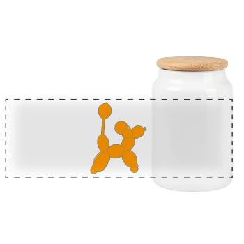 Chien ballon - Boîte à biscuits avec couvercle en bois - blanc - Devant