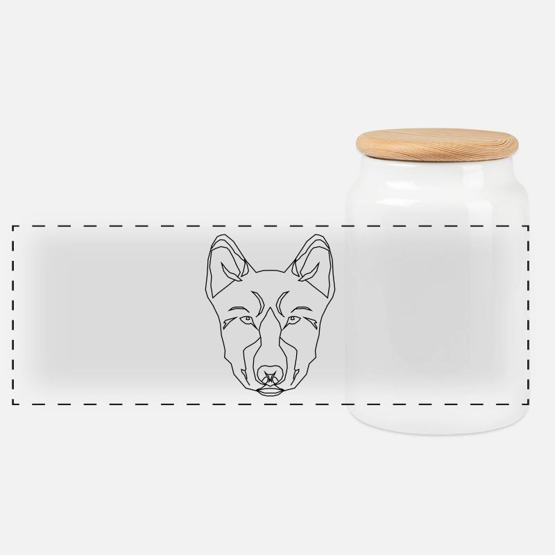 Stylized Dog - Panorama Keksdose mit Holzdeckel - Weiß