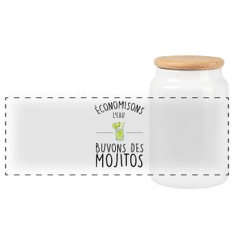 economisons l eau buvons mojito - Boîte à biscuits avec couvercle en bois - blanc - Devant