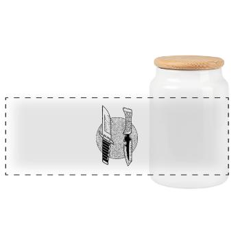 knifes - Panoramic Cookie Jar with Wooden Lid - white - Front
