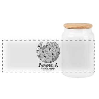 Papapedia wikpedia Vatertag Papa Dad Geschenk neu - Panorama Keksdose mit Holzdeckel - Weiß - Vorne