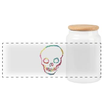 skull - Panorama Keksdose mit Holzdeckel - Weiß - Vorne