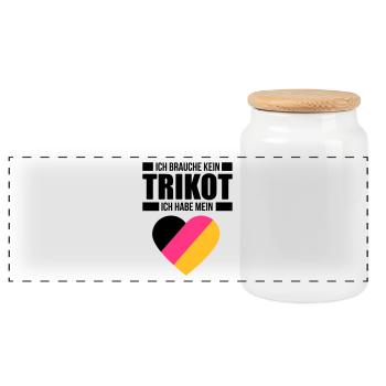 I do not need a jersey - Germany Fan Shirt - Panoramic Cookie Jar with Wooden Lid - white - Front