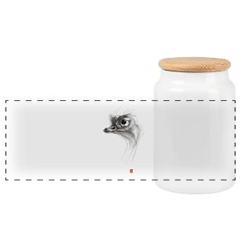 Sketchy Autruche - Boîte à biscuits avec couvercle en bois - blanc - Devant