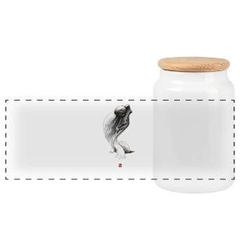 Sketchy Turtle - Panoramic Cookie Jar with Wooden Lid - white - Front